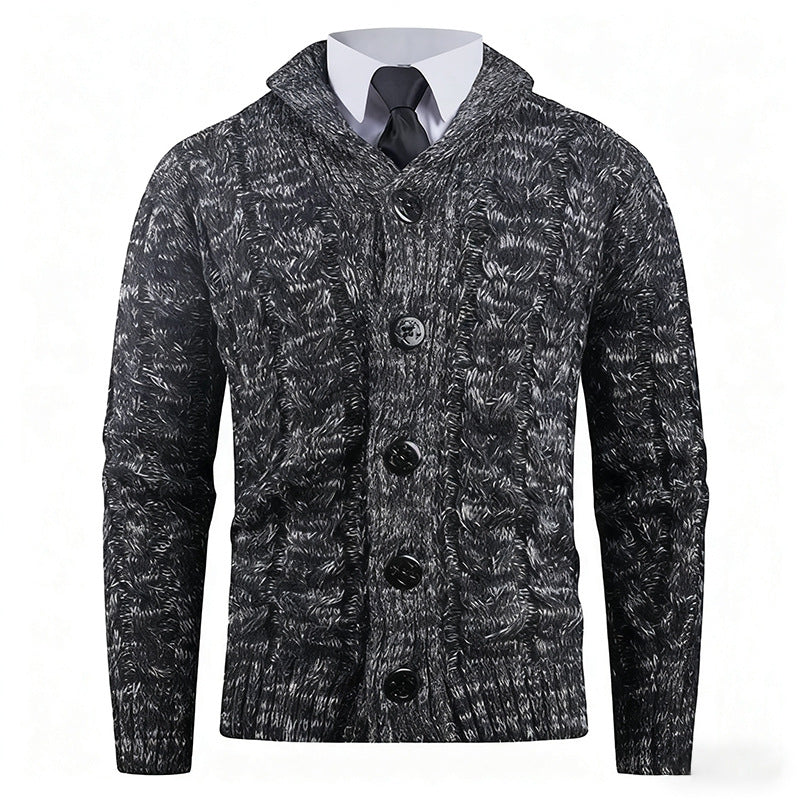 Herren Strickjacke mit Zopfmuster und schickem Schalkragen Stilzeits