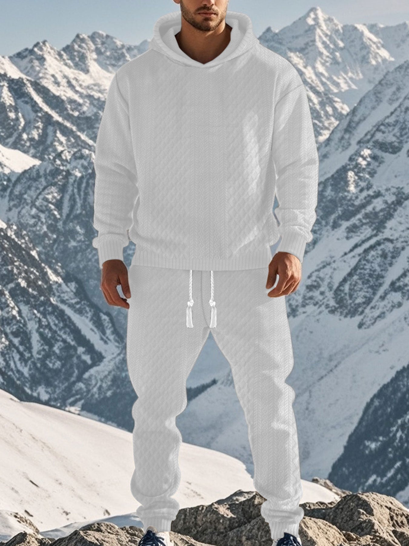 Herren sportliches Hoodie und Jogginghose Set mit strukturiertem Design Stilzeits