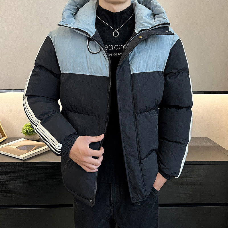 Herren modische und warme Steppjacke mit verstellbarer Kapuze Stilzeits