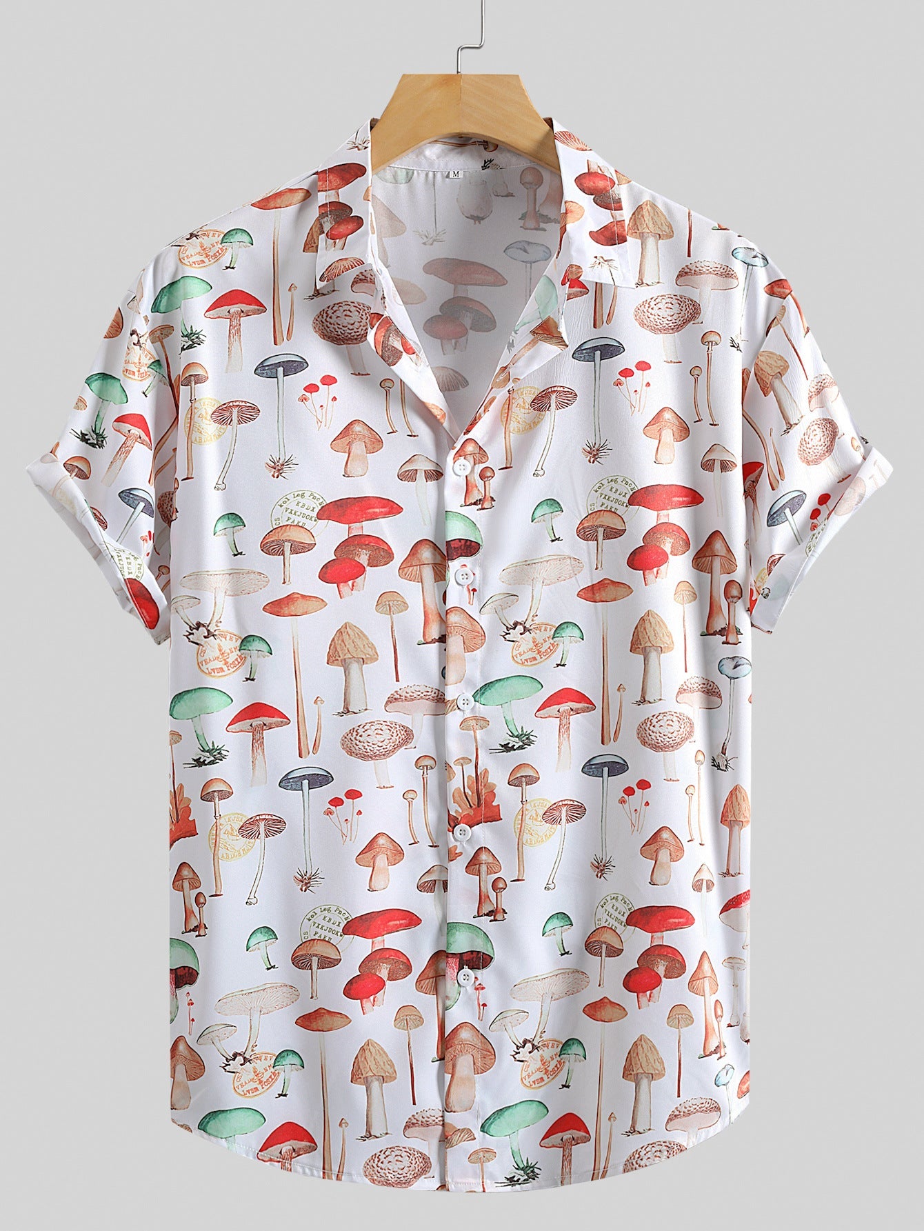 Herren Kurzarmhemd mit kreativem Pilzmuster und bequemer Passform Stilzeits