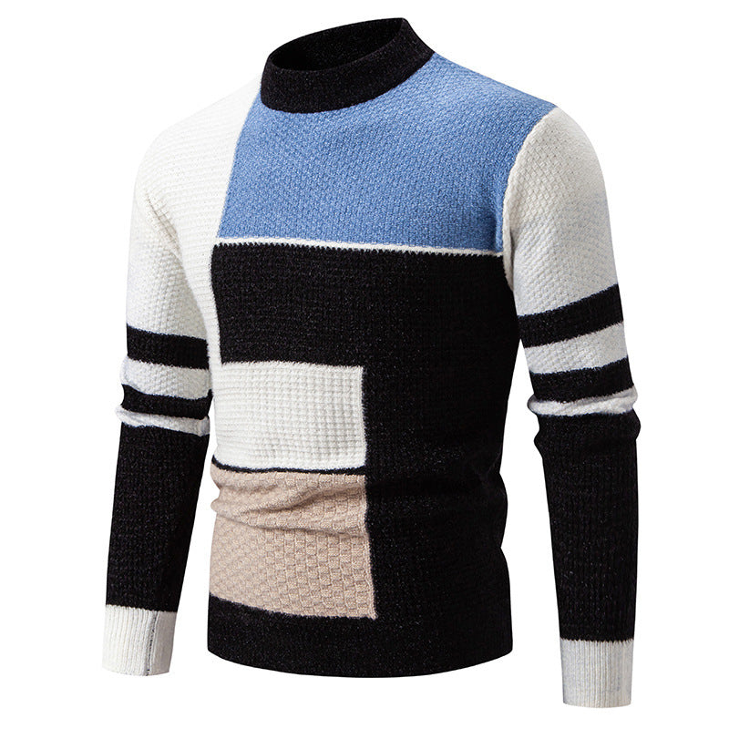 Herren modischer Pullover mit strukturiertem Farbblockdesign Stilzeits