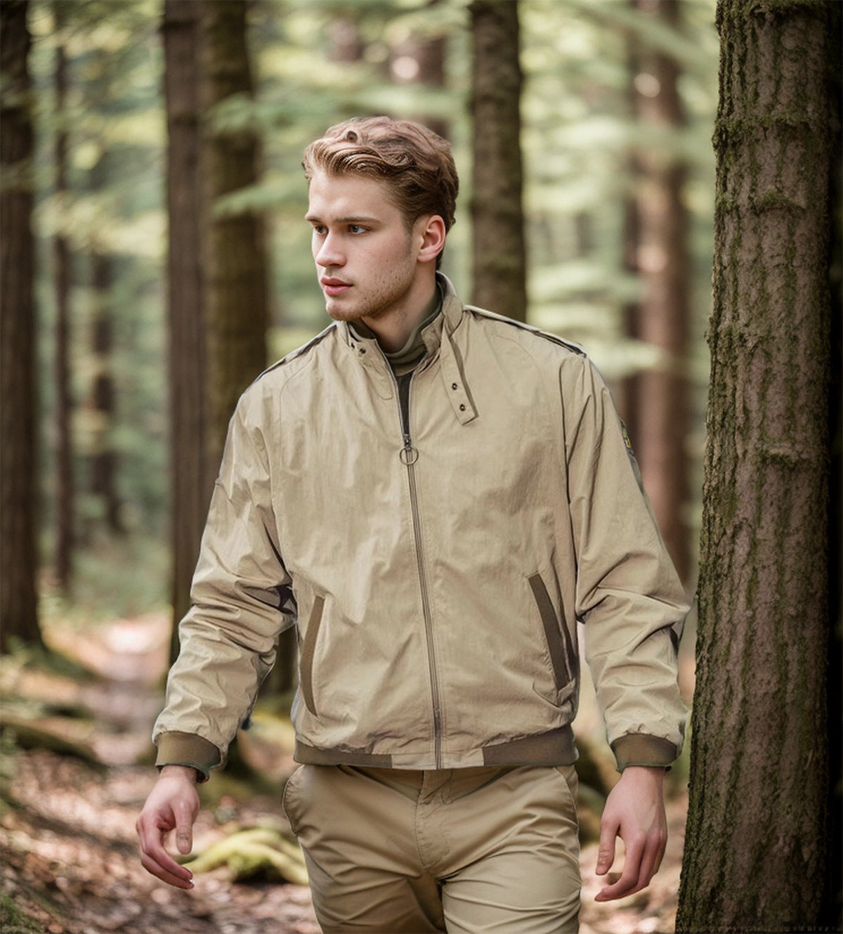 Herren leichte und funktionale Übergangsjacke mit hochschließendem Kragen Stilzeits