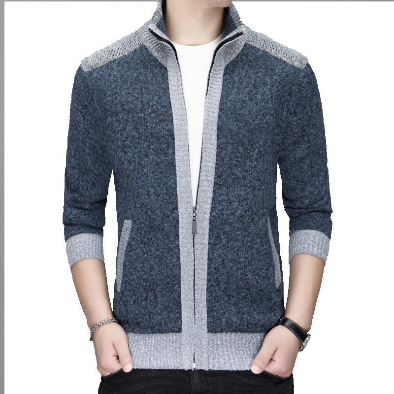 Herren Strickjacke mit modischem Zipper und hochgeschlossenem Kragen Stilzeits