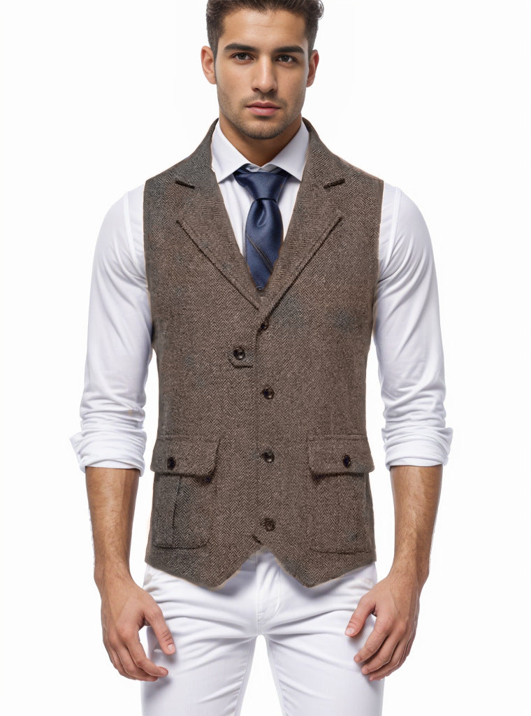 Herren elegante Weste im Hahnentrittmuster Stilzeits