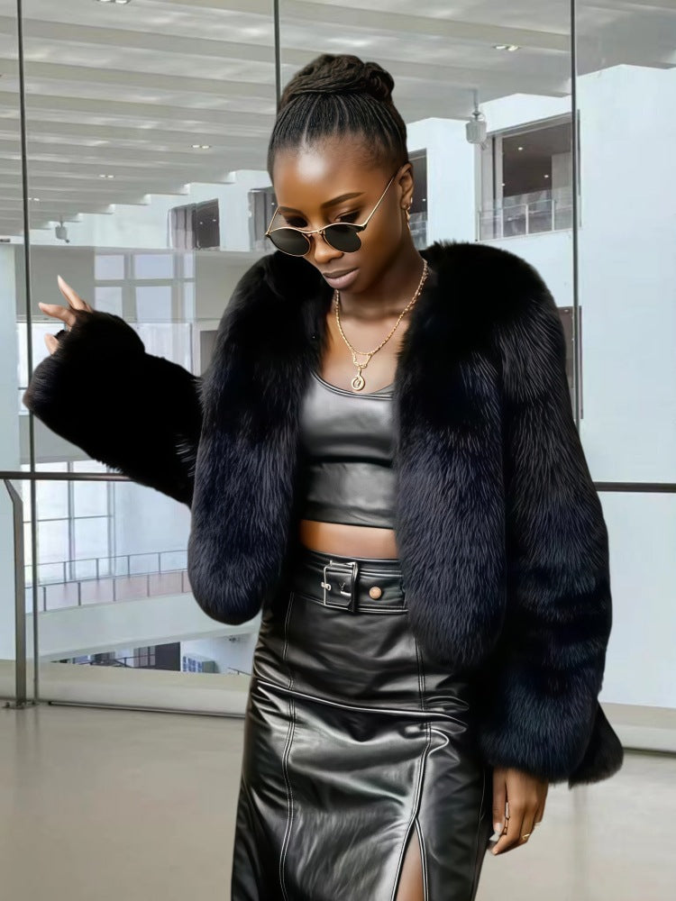 Damen Fleece Kunstpelzmantel Stilzeits