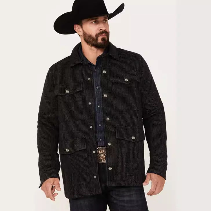 Herren modische Flanelljacke mit doppelten Brusttaschen Stilzeits