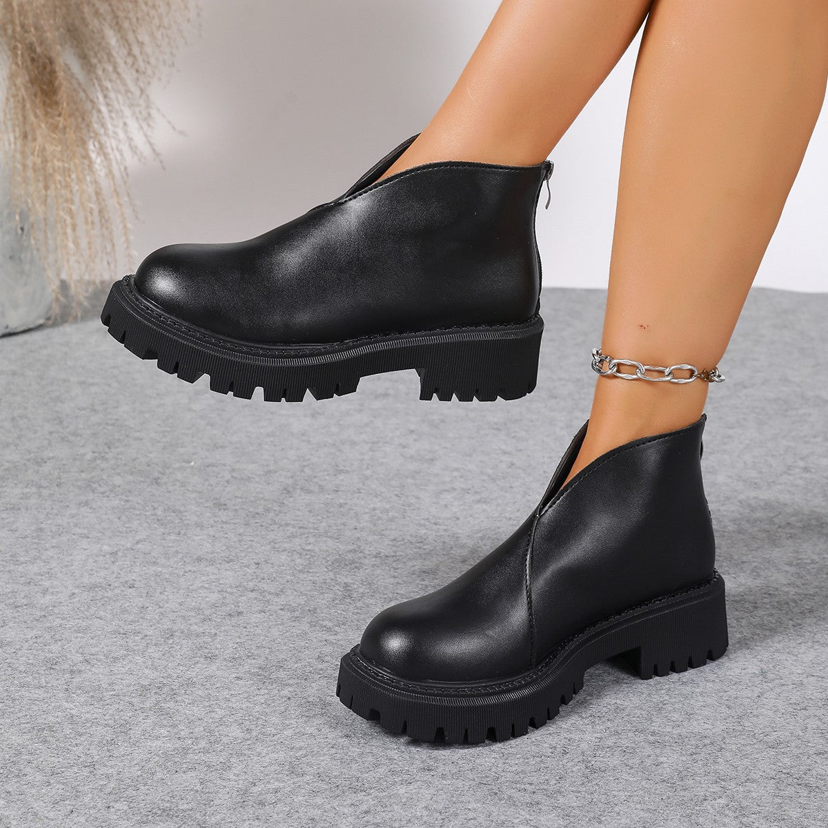 Damen Modische Chelsea-Boots mit trendigem Plateau und rutschfester Sohle Stilzeits