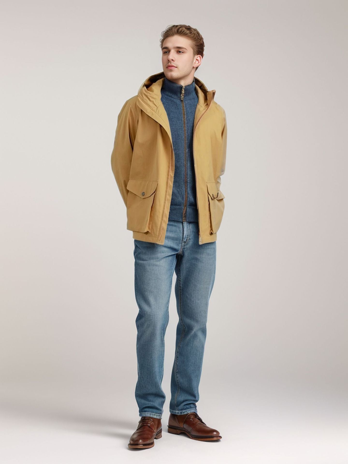 Herren funktionale Übergangsjacke mit abnehmbarer Kapuze Stilzeits