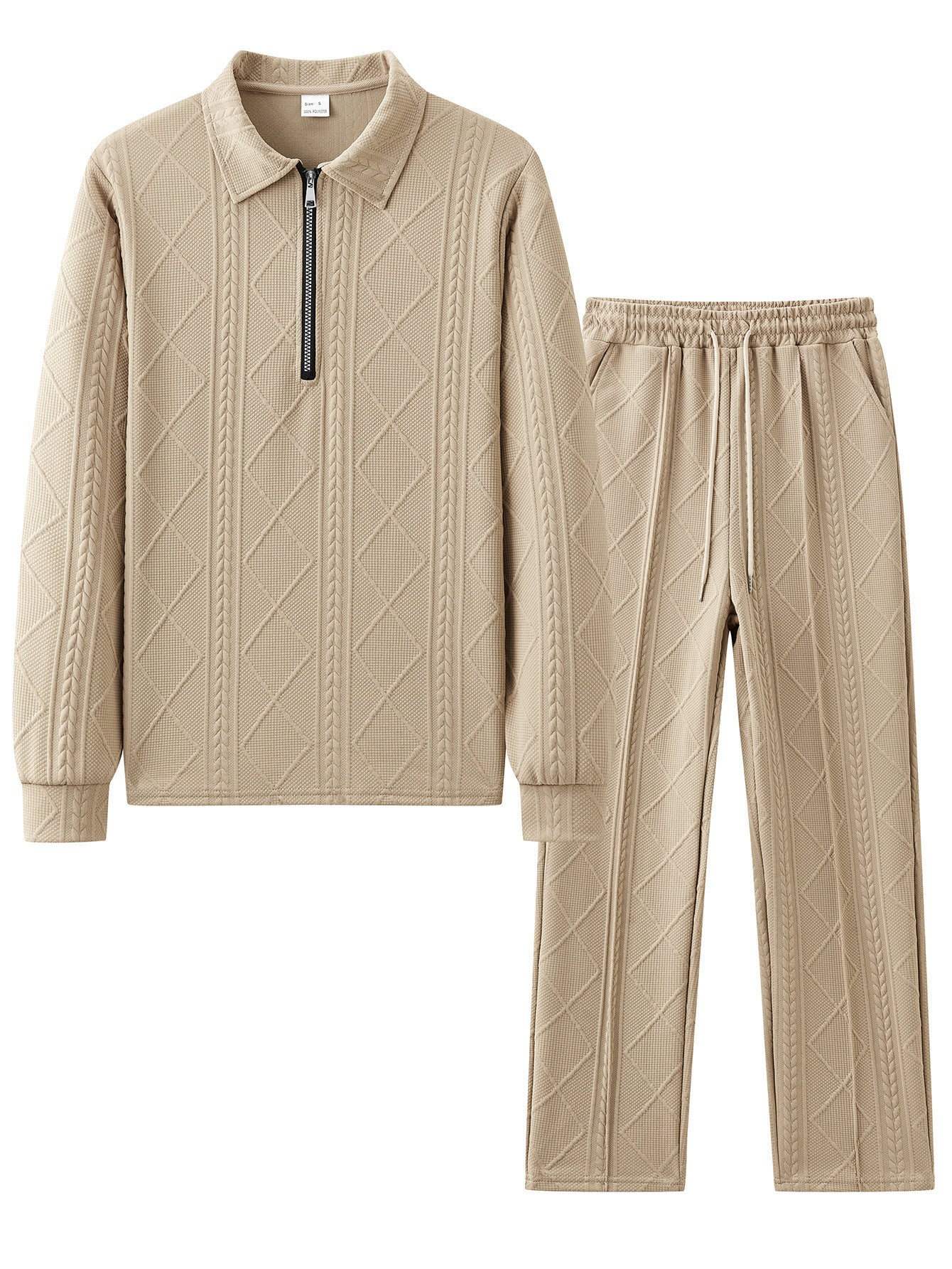 Herren gemütlicher Freizeitanzug mit Reißverschluss und Rippstruktur Stilzeits