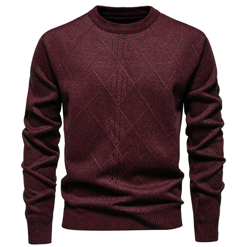Herren Strickpullover mit strukturiertem Rautenmuster und klassischem Rundhalsausschnitt Stilzeits