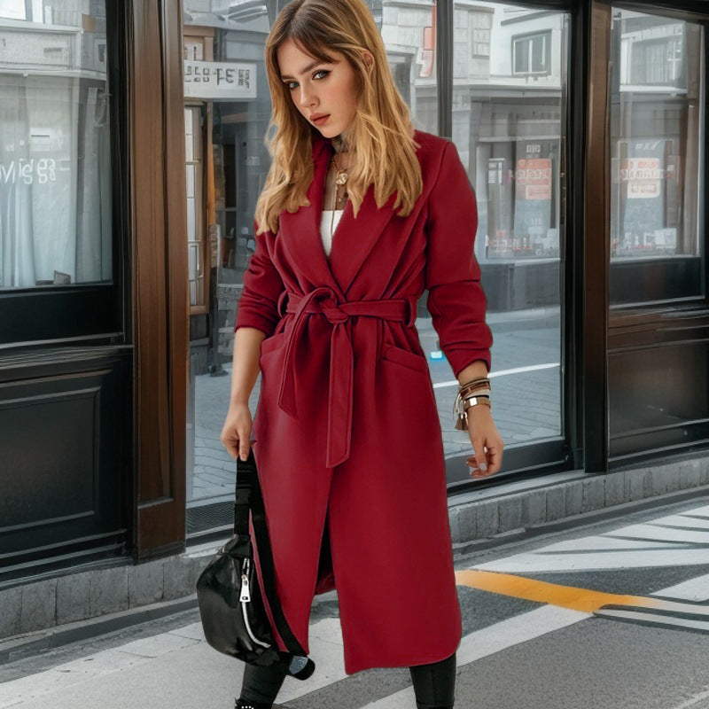 Damen eleganter Trenchcoat mit Gürtel und praktischen Taschen Stilzeits