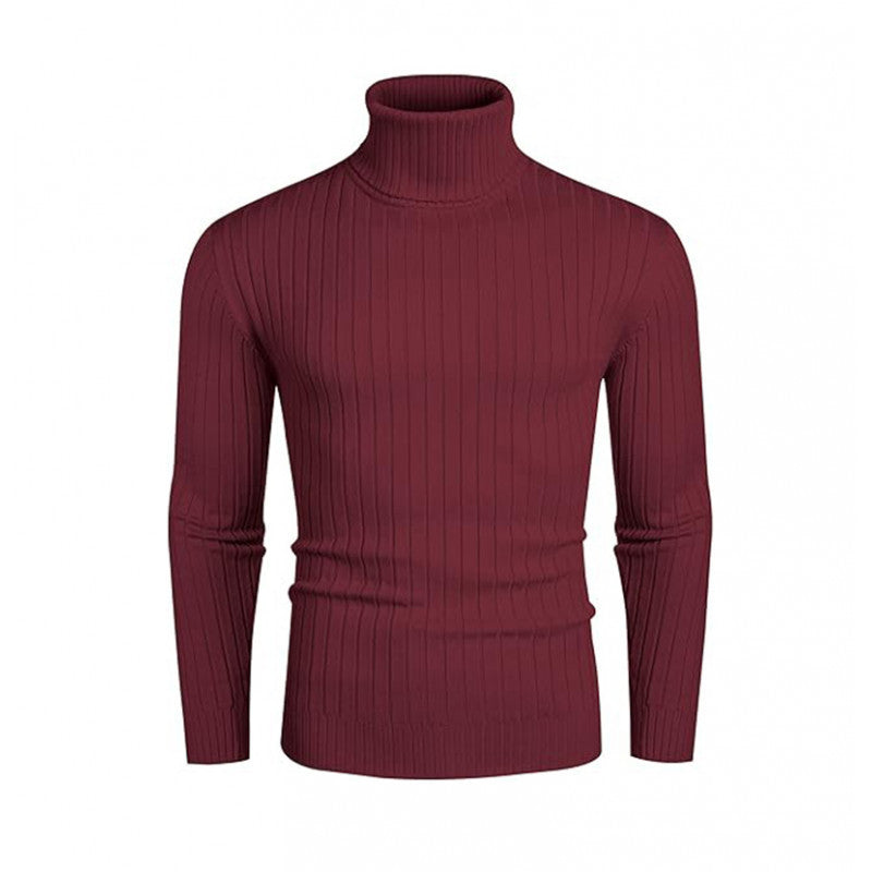 Herren modischer Rollkragenpullover mit feinem Rippenmuster Stilzeits
