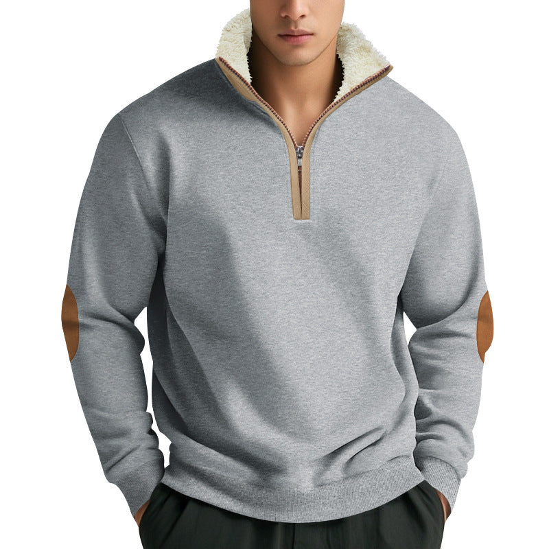 Herren Fleece Pullover mit Stehkragen und Kontrastdetails Stilzeits