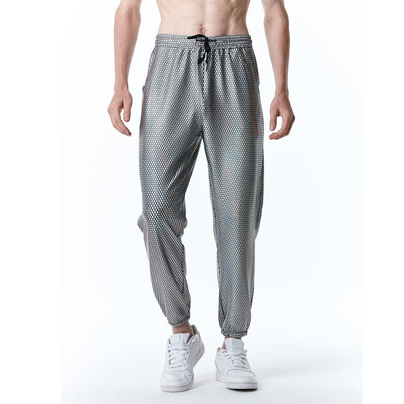 Herren futuristische Mesh-Hose im angesagten Metallic-Look Stilzeits