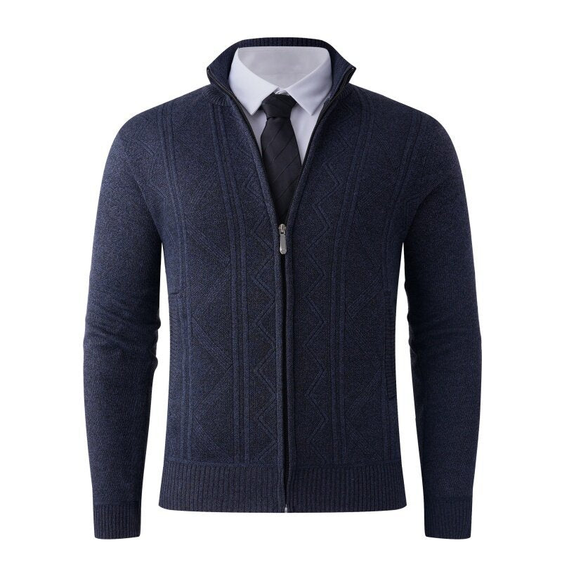 Herren Strickjacke mit modernem Zipper und eleganten Mustern Stilzeits
