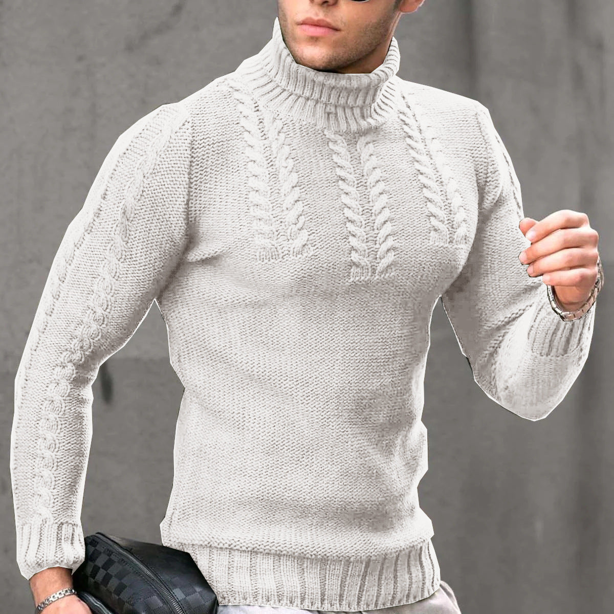 Herren Strickpullover mit hochstehendem Kragen Stilzeits