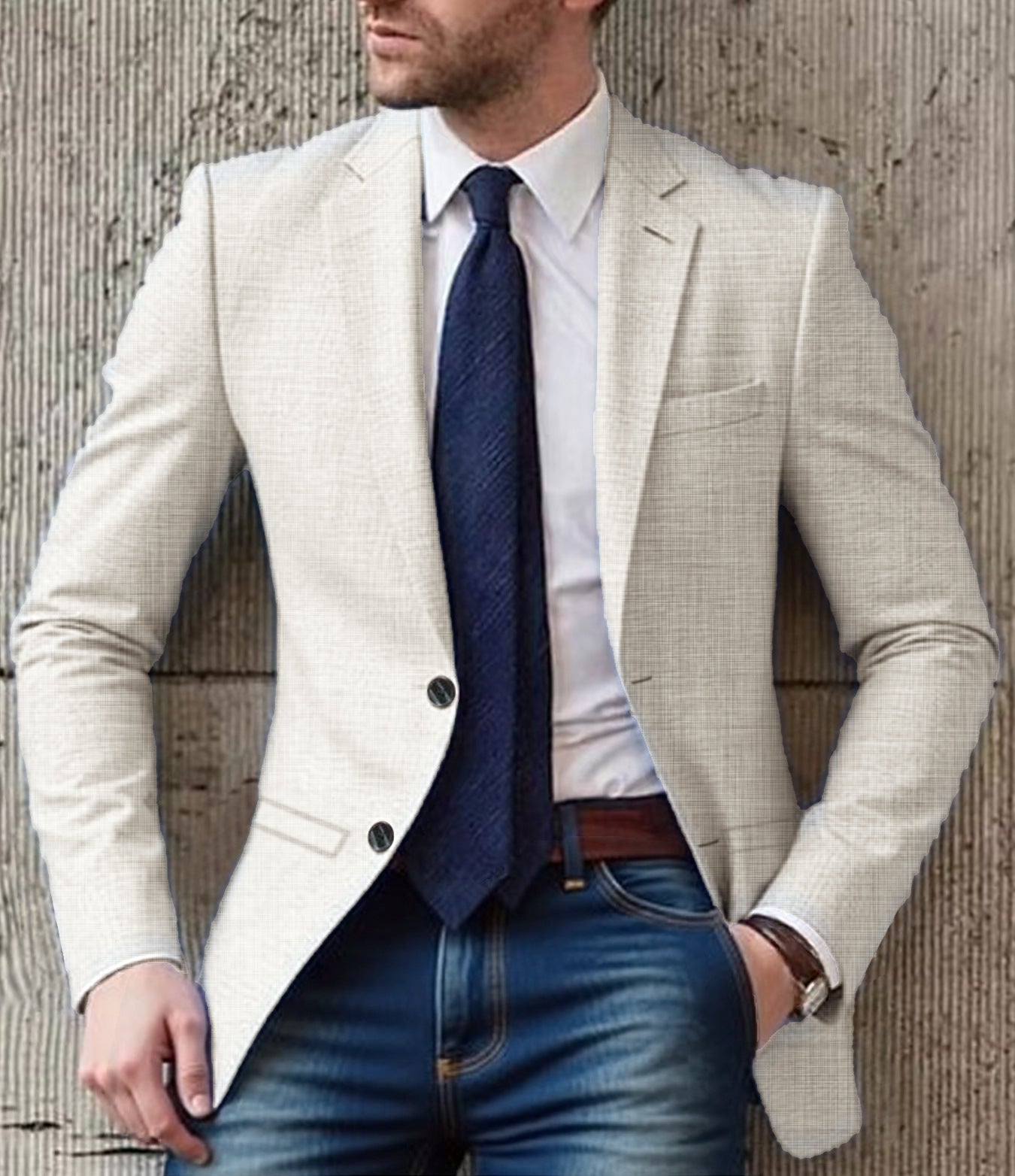 Herren eleganter und strukturierter Blazer mit modischen Details Stilzeits