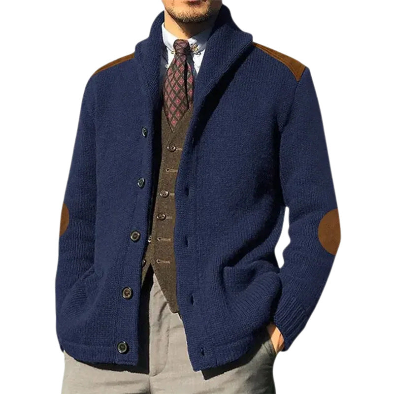 Herren Strickjacke mit klassischem Schalkragen und eleganten details Stilzeits