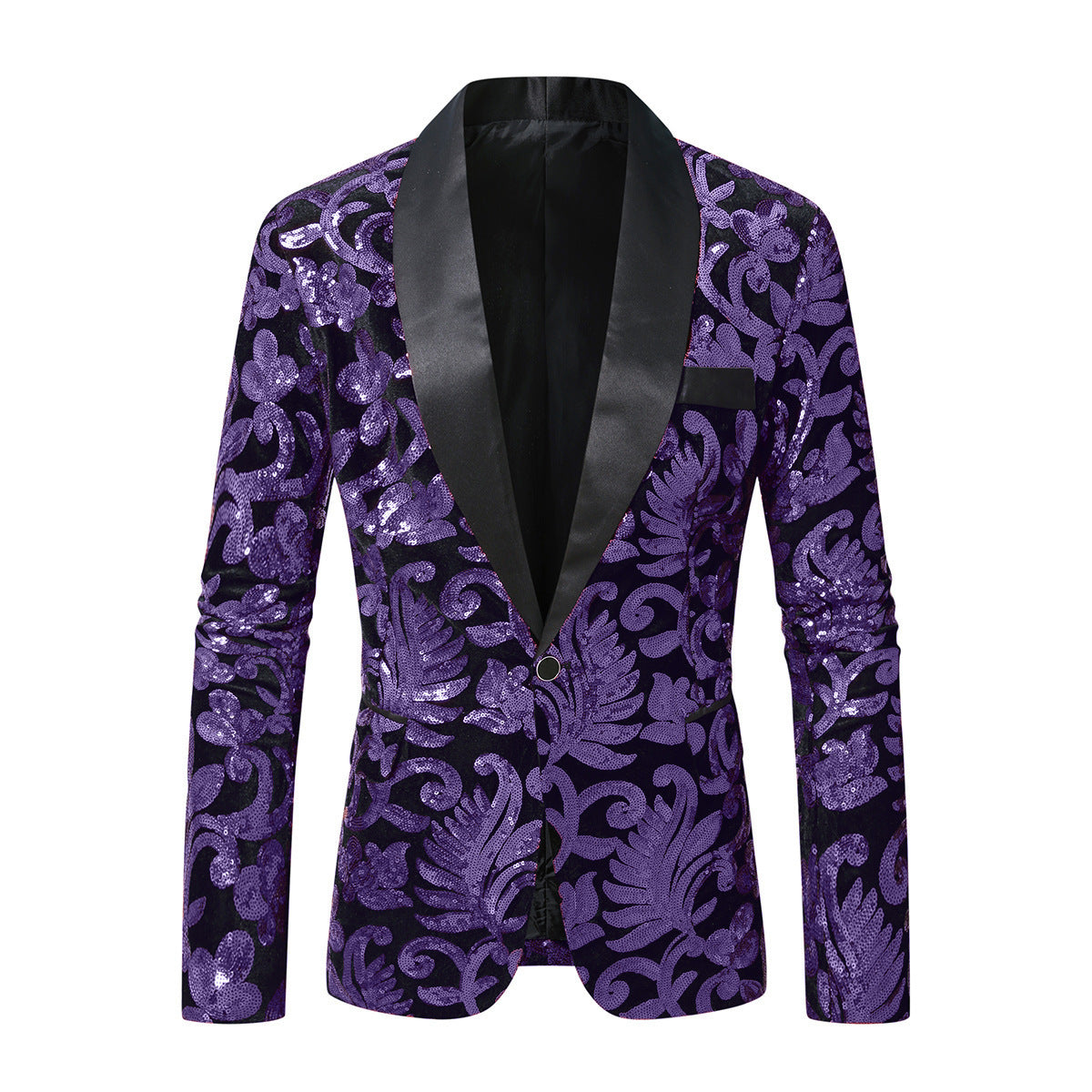 Herren glitzernder Anzugblazer mit floralen Paillettenmustern Stilzeits