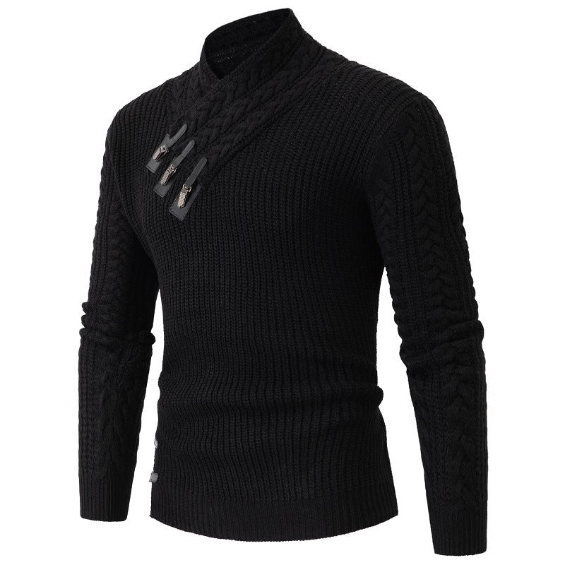 Herren Strickpullover mit elegantem Schalkragen und Zopfmuster Stilzeits