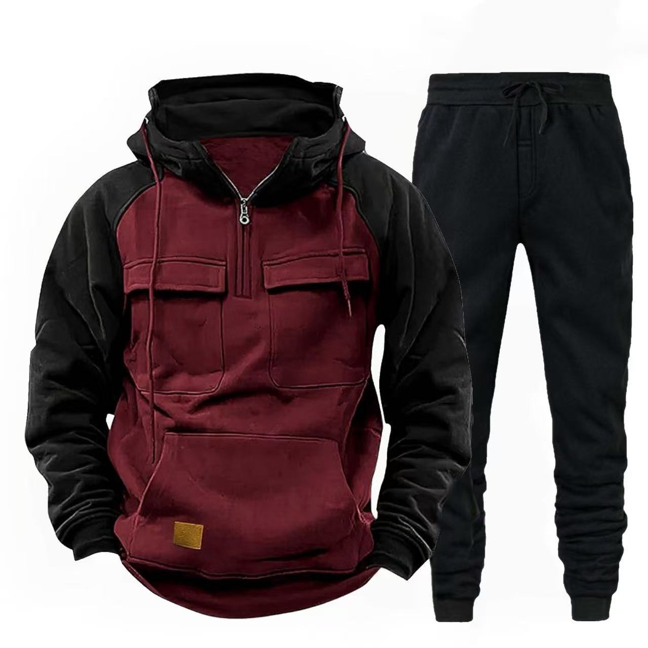 Herren funktionale Kapuzenjacke mit Reißverschluss und Jogginghose Stilzeits