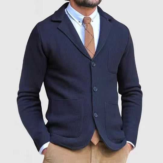 Herren Strickblazer mit Knopfleiste und praktischen Taschen Stilzeits