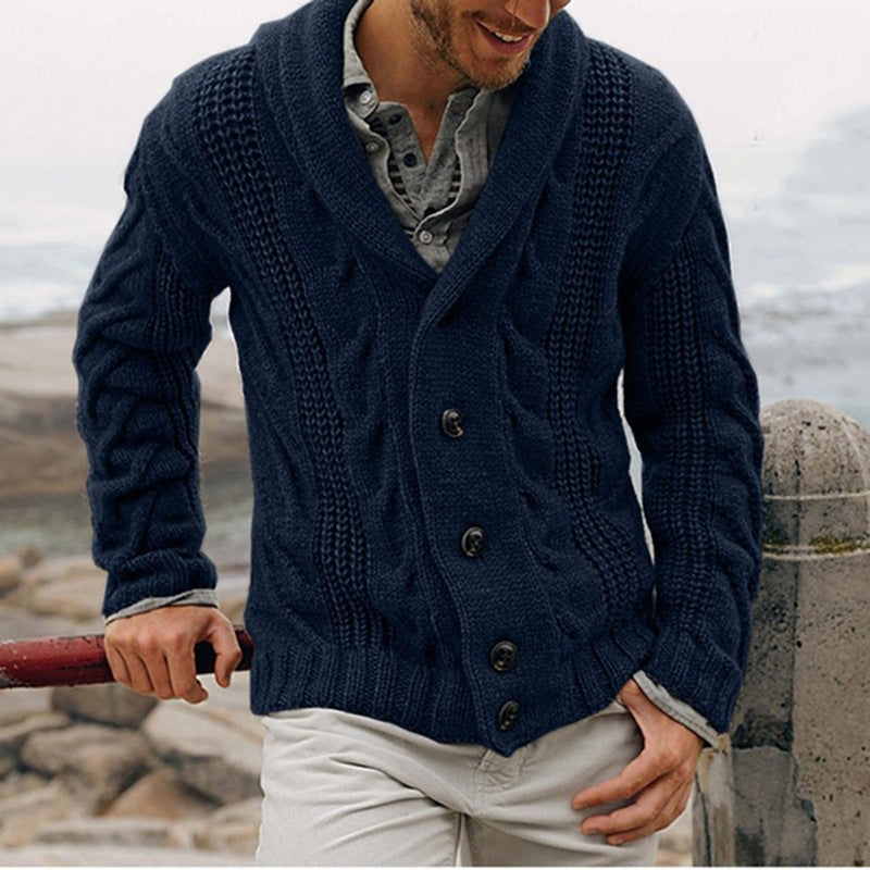 Herren Strickjacke mit grobem Muster und elegantem Revers Stilzeits