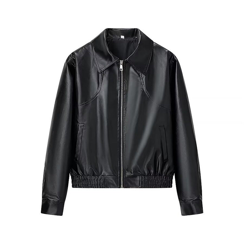 Damen Kunstleder-Shortjacke mit stylischem Reißverschluss Stilzeits