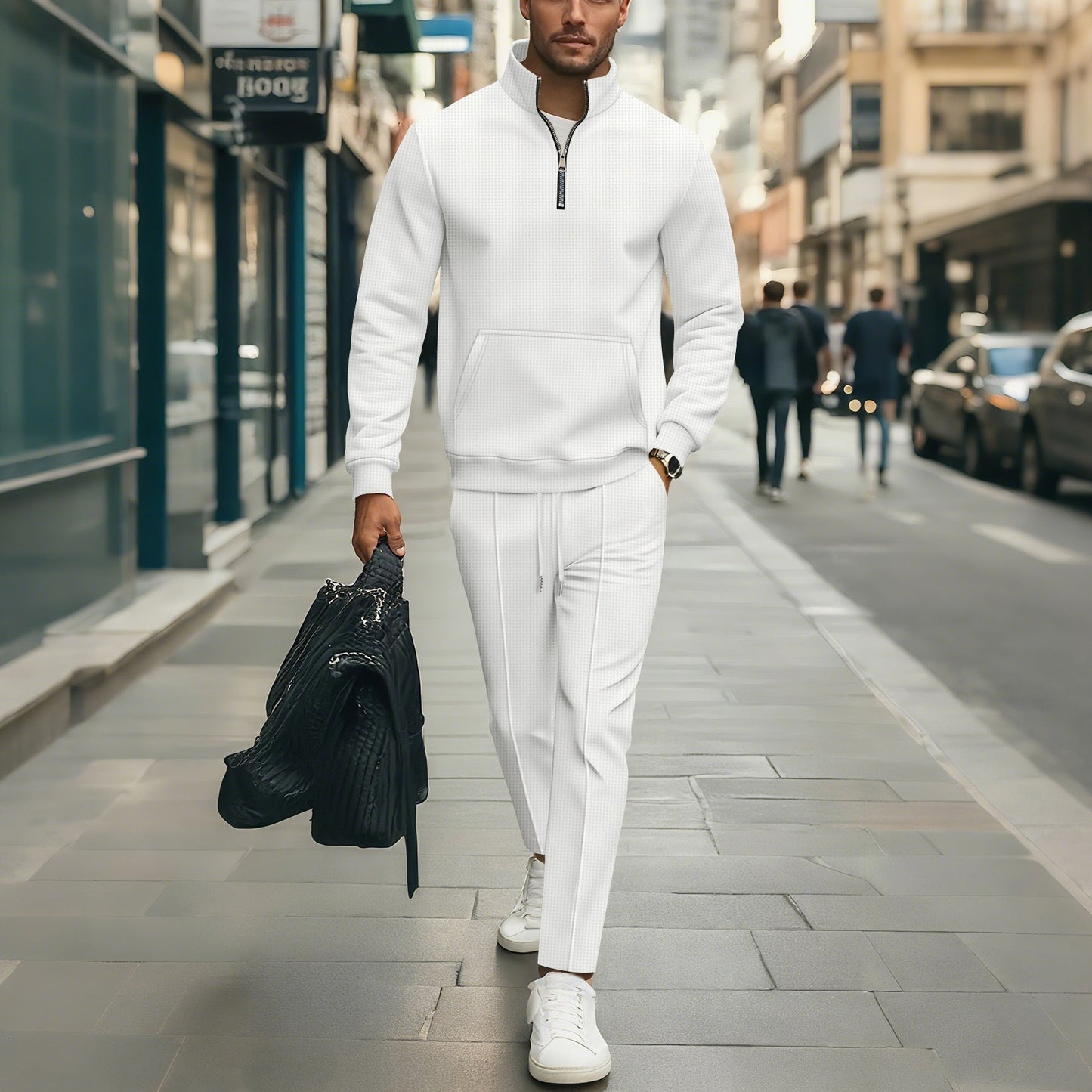 Herren Freizeit Sweater-Set mit modernem Reißverschluss und elastischem Bund Stilzeits