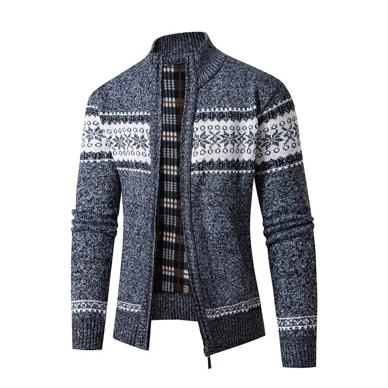 Herren Strickjacke mit hohem Kragen und modernem Zipper Stilzeits