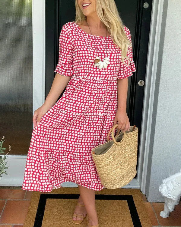 Fudus Sommerkleid mit Rundhals-Ausschnitt und Druck