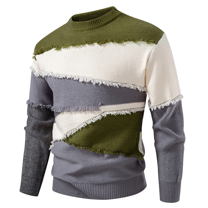 Herren modischer Pullover mit fransigen Details Stilzeits