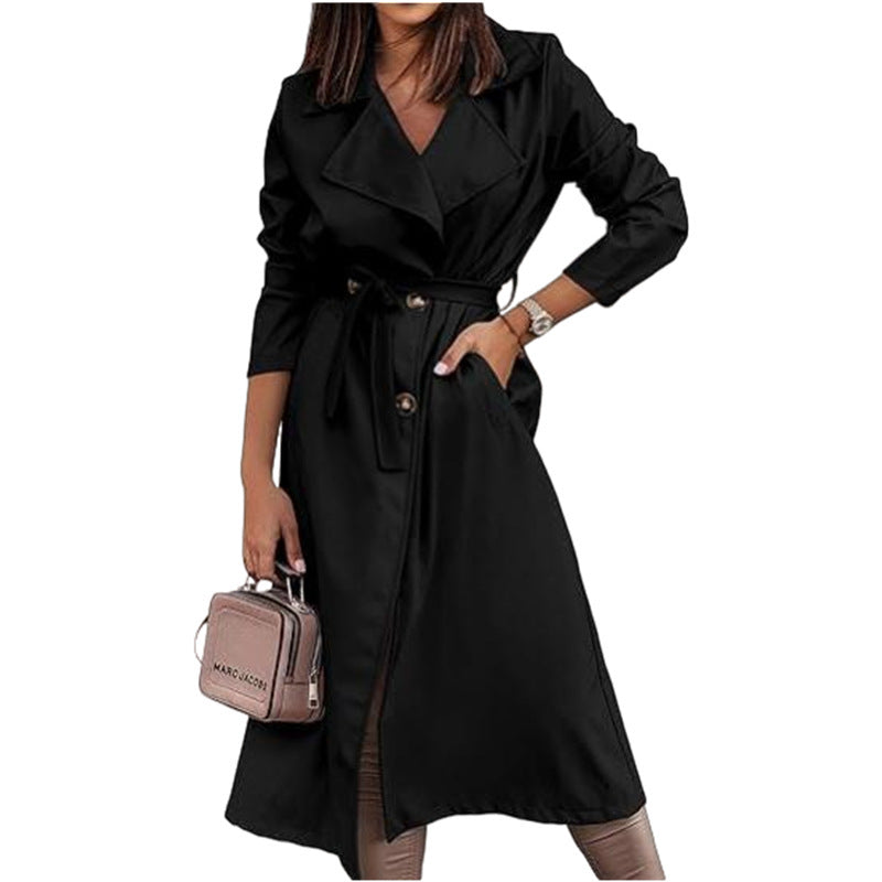 Damen eleganter Trenchcoat mit Gürtel und femininer Silhouette Stilzeits