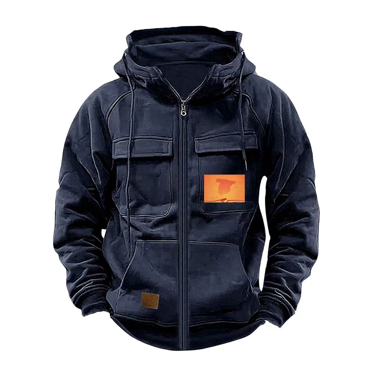 Herren multifunktionale Kapuzenjacke mit praktischen Taschen Stilzeits