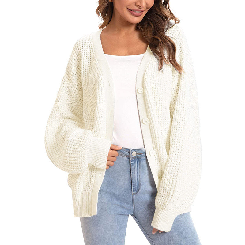 Damen Grober Strickcardigan mit offenem Design und lässigem Schnitt Stilzeits