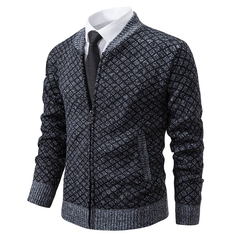 Herren Strickjacke mit modernem Zippverschluss und strukturiertem Design Stilzeits
