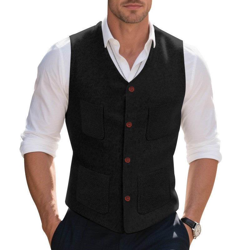 Herren Weste mit funktionalen Taschen und eleganten Knopfdetails Stilzeits