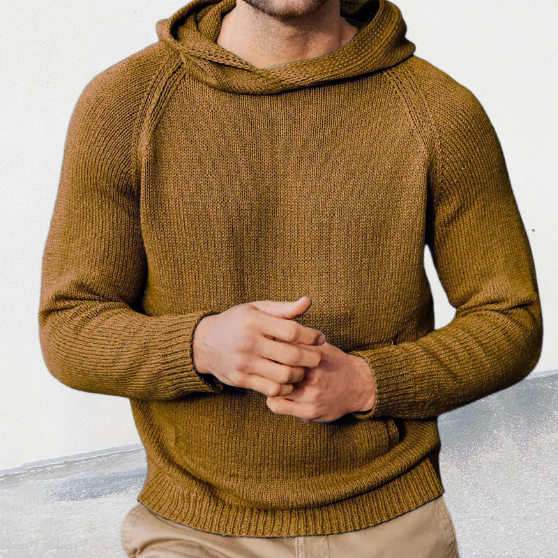 Herren Strickpullover mit Kapuze und feiner Maschenstruktur Stilzeits