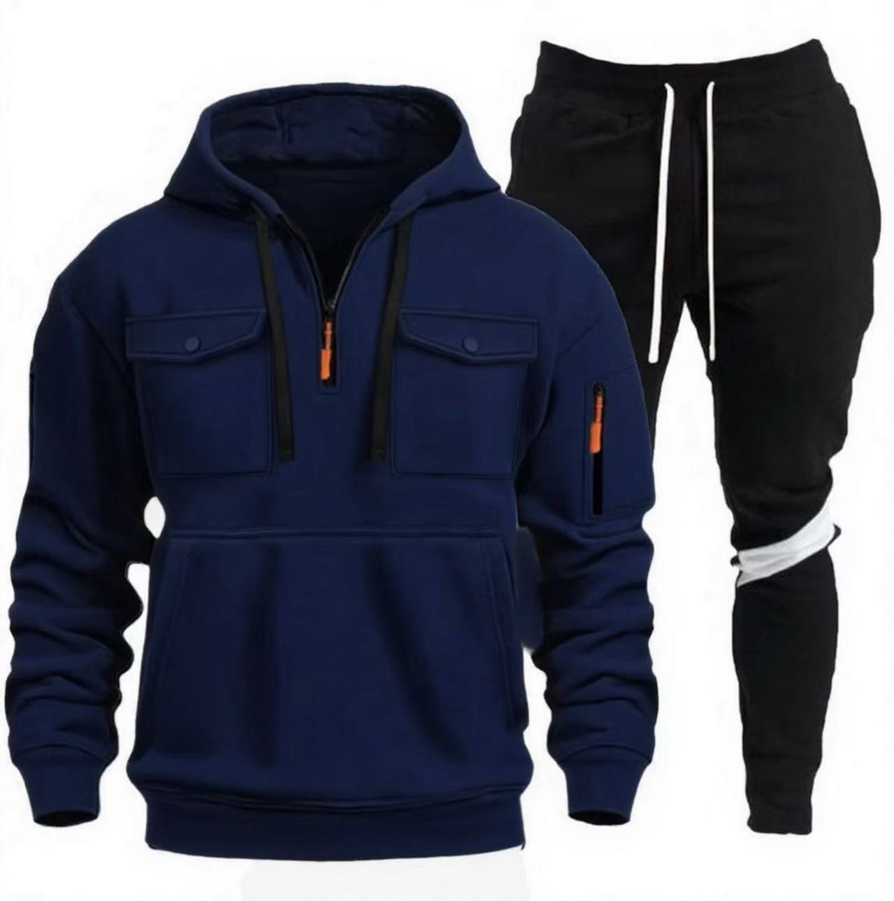 Herren praktische Kapuzenjacke mit Sporthose Stilzeits
