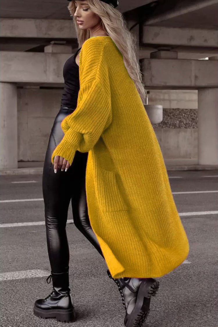 Damen Grobstrickmantel im lässigen Oversized-Stil mit tiefen Taschen Stilzeits