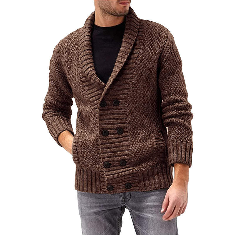 Herren Strickjacke mit doppelter Knopfleiste und strukturiertem Design Stilzeits
