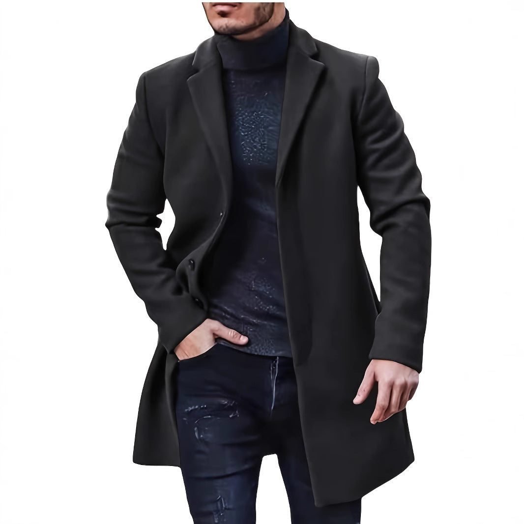 Herren eleganter Wollmantel mit schmalem Schnitt Stilzeits