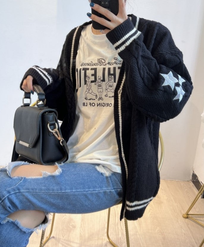 Damen gestrickte Oversize Cardigan Stilzeits