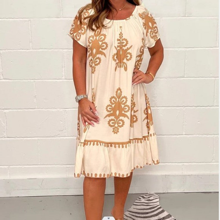Fudus Sommerkleid: Kurzärmlig & bedruckt