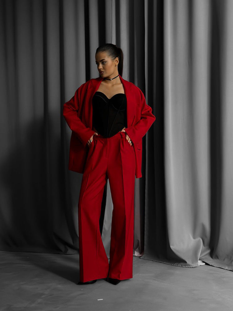 Damen elegantes Blazer-Set mit weitem Schnitt Stilzeits