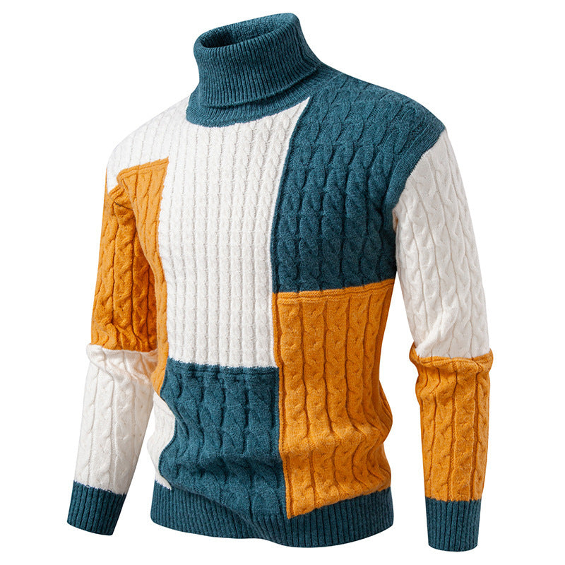 Herren hochwertiger Strickpullover mit modernem Farbblockdesign Stilzeits