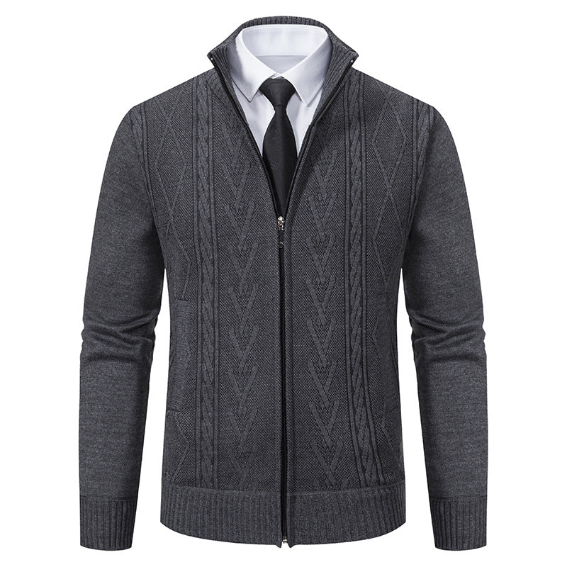 Herren Strickjacke mit modernem Zipper und eleganter Zopfstruktur Stilzeits