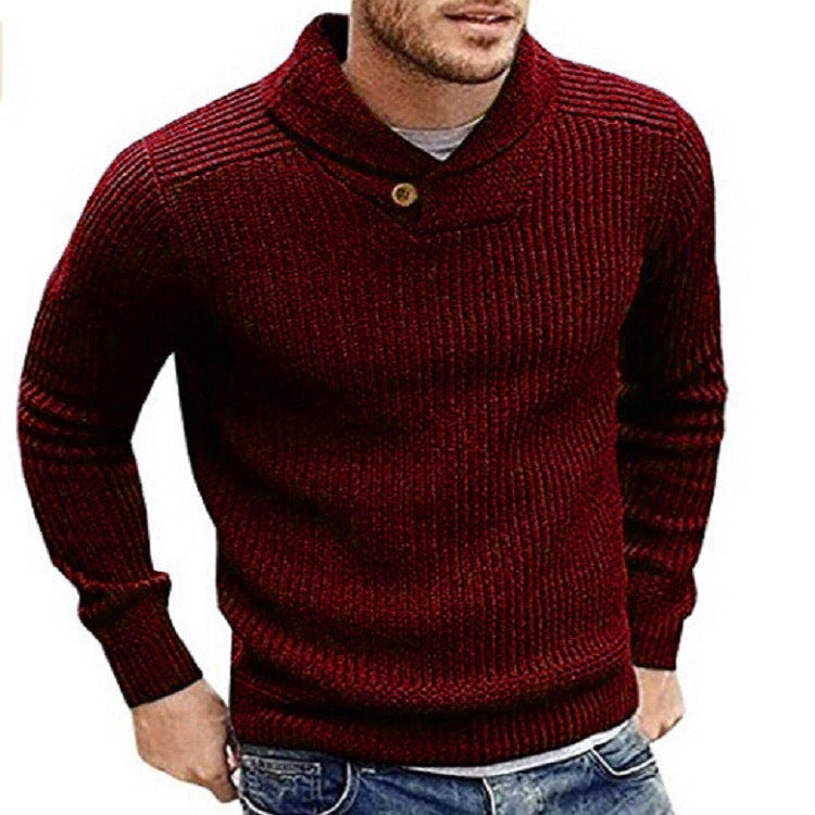 Herren Strickpullover mit Schalkragen und Knopfdetail Stilzeits
