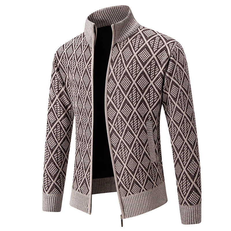 Herren Strickjacke mit strukturiertem Design und hohem Kragen Stilzeits