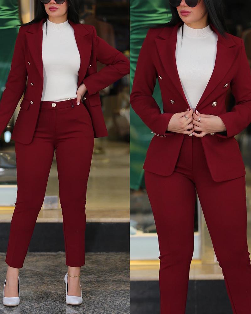 Damen Elegantes Anzug-Set mit tailliertem Blazer und schmalen Hosen Stilzeits
